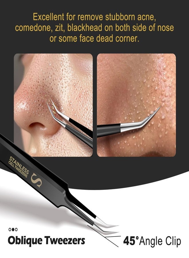 WSYUB Professional Blackhead Tweezers and Ingrown Hair Tweezers, Stainless Steel Blackhead Remover Tools, Tweezer for Women Facial Hair - Image 4